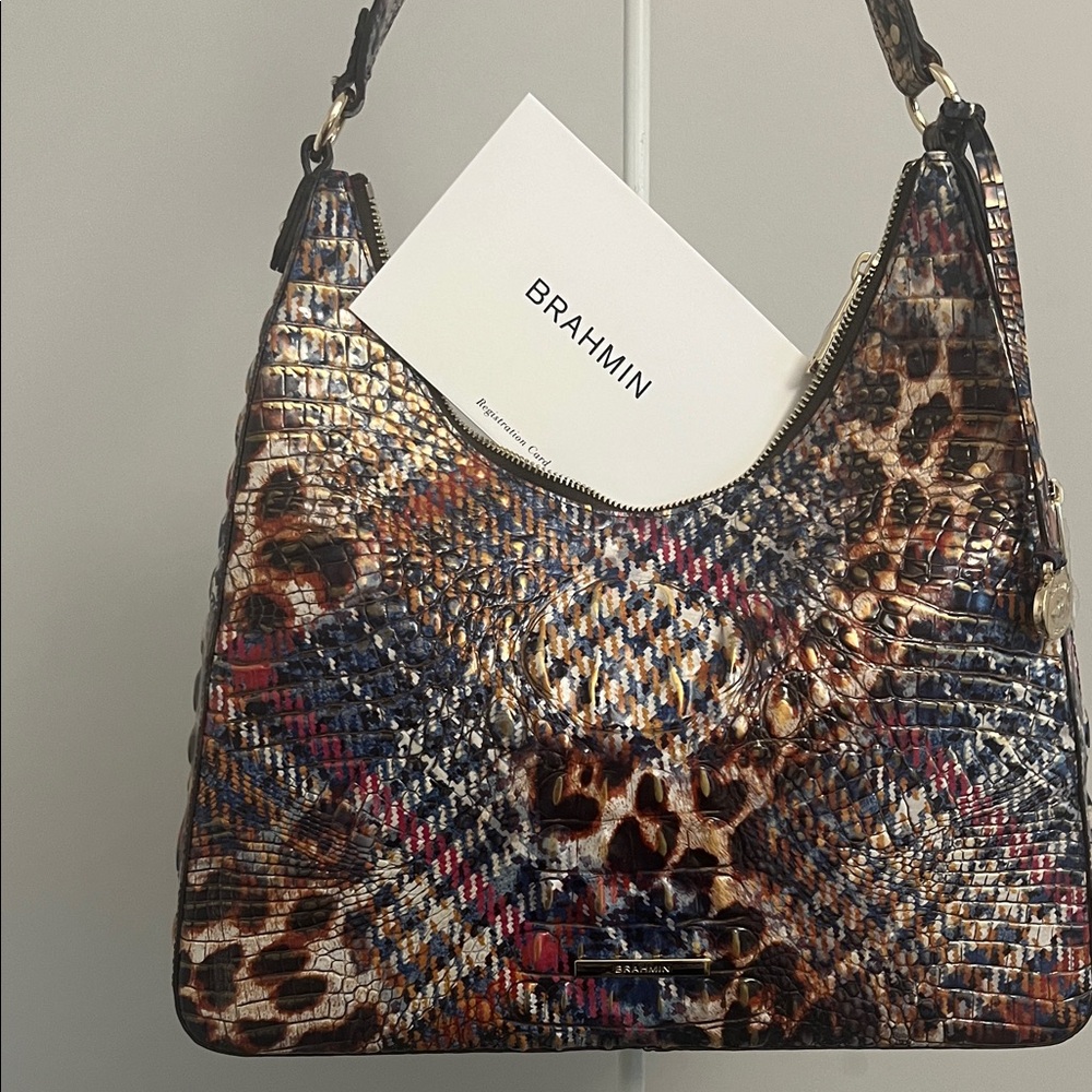 Brahmin Multicolor Croc-Embossed Shoulder Bag